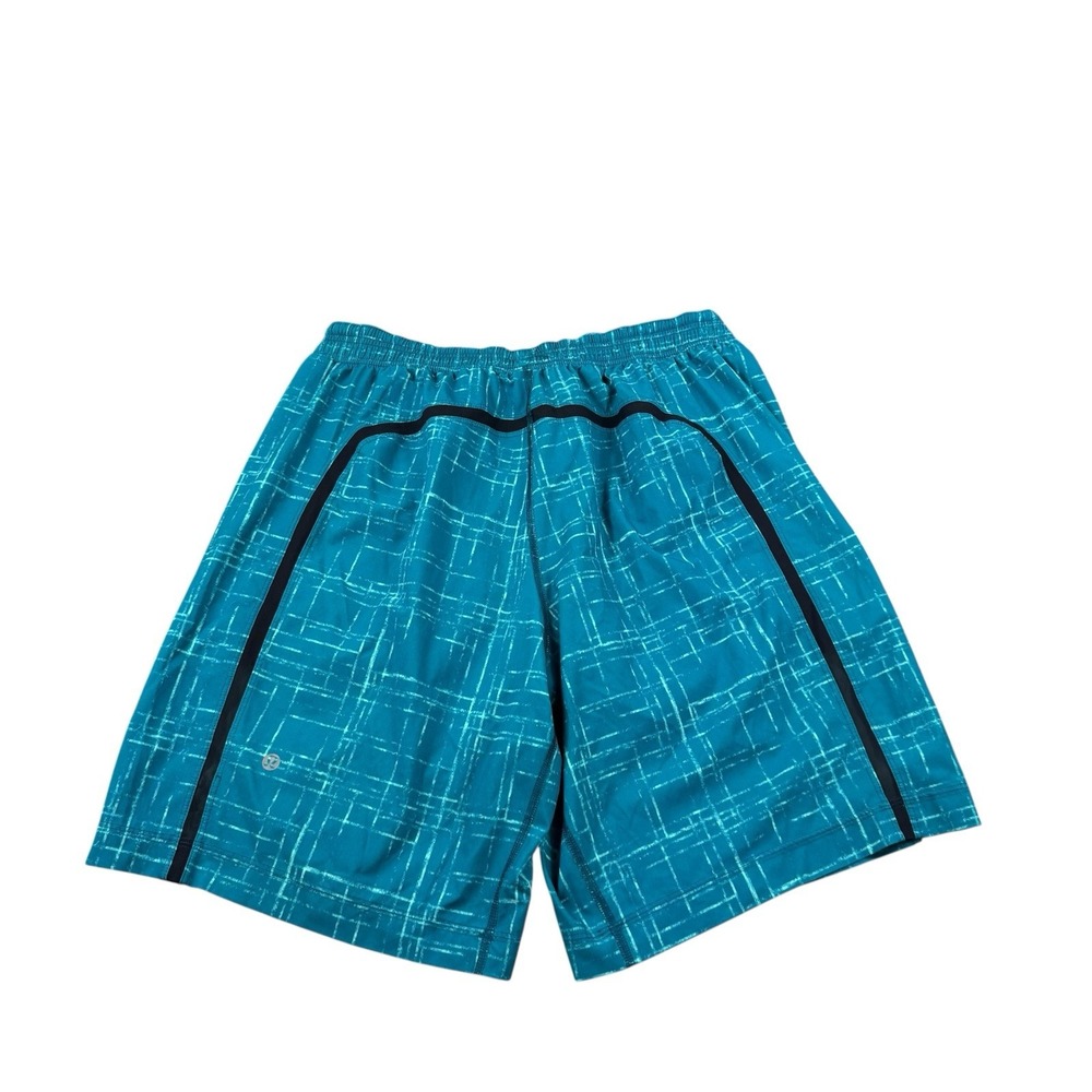 Lululemon Mens Pace Breaker Lined Athletic Shorts Blue Patterned Size Large 9in